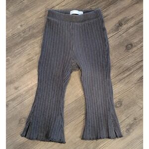 Little Co by Lauren Conrad Toddler Girls Ribbed Flare Pants Gray 2T Lettuce Hem